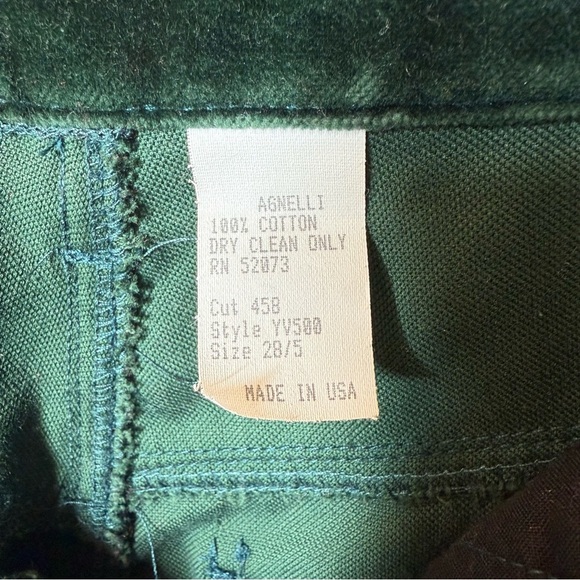 Vintage Claudio Angelli Dark Green Velvet Pants Womens 28/5 High Rise Button Fly - Picture 10 of 14
